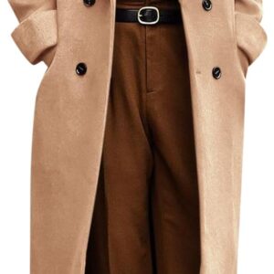 Mens Full Length Trench Coat Notched Lapel Long Jacket Double Breasted Classic Winter Overcoat