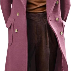 Mens Trench Coat Notch Lapel Long Jacket Double Breasted Classic Winter Overcoat