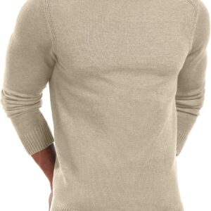 Men's Knitted Pullover Sweater Casual Mock Turtleneck Raglan Sweater