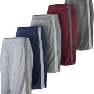 5 Pack: Men's Dry-Fit Sweat Resistant Active Athletic Performance Shorts