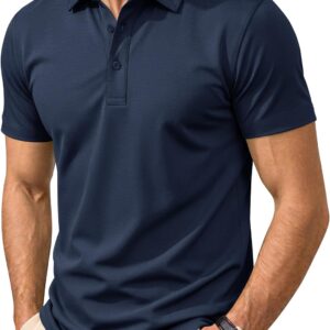 Men's Polo Shirts Short Sleeve Cotton Pique Classic Golf Shirts