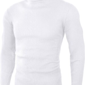 Men's Ribbed Turtleneck Slim Fit Pullover Casual Long Sleeves Basic Top