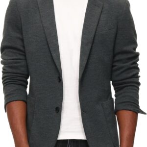 Men's Casual Knit Blazer Suit Jackets Two Button Lightweight Unlined Sport Coat