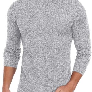 Men Turtleneck Shirts Lightweight Long Sleeve Turtle Necks Ribbed Thermal Tops S-XXL